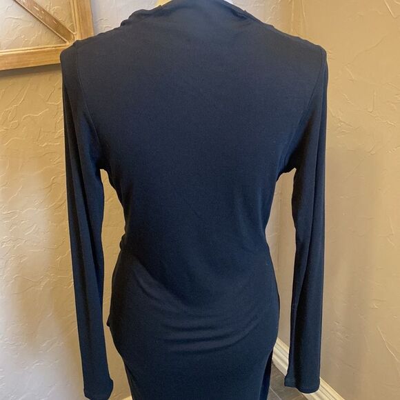 Ted Baker Natural Neyda Jersey Drape Long Sleeve Mini Dress Black Size 4-6 - Picture 7 of 11